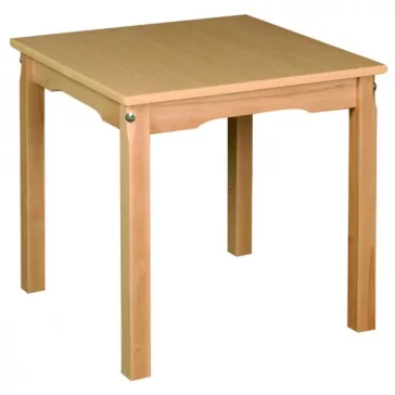   Óvodai négyzet asztal, bükk 60 X 60 cm fa váz laminált asztallap