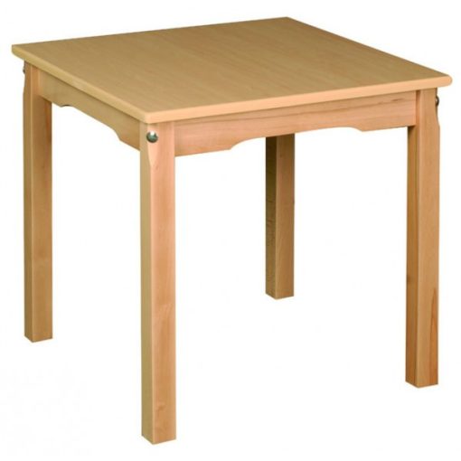 Óvodai négyzet asztal, bükk 60 X 60 cm fa váz laminált asztallap
