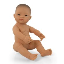 Baba: ázsiai lány, haj nélkül, 40 cm-es, vízálló (MINILAND) ML31006