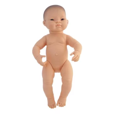   Baba: ázsiai lány, haj nélkül, 40 cm-es, vízálló (MINILAND) ML31006