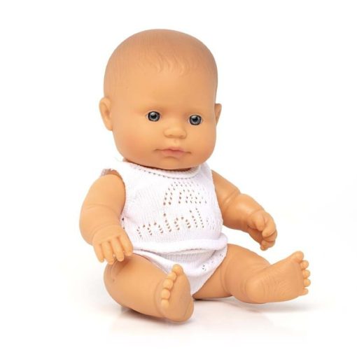 Európai lány baba fehérneműben, 21cm-es, dobozos, MINILAND, ML31122