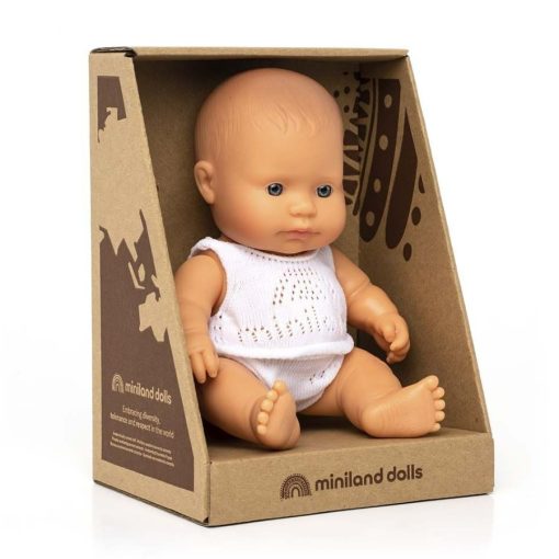 Európai lány baba fehérneműben, 21cm-es, dobozos, MINILAND, ML31122