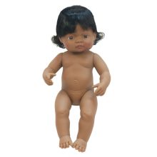 Baba: latin-amerikai lány, hajas, 38 cm-es, vízálló (MINILAND) ML31058