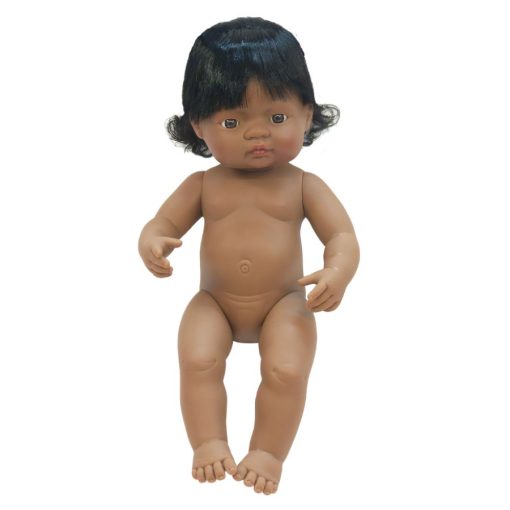 Baba: latin-amerikai lány, hajas, 38 cm-es, vízálló (MINILAND) ML31058