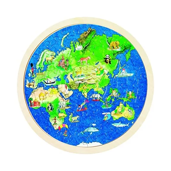 Kétoldalas kör világ puzzle (Goki) GK57666