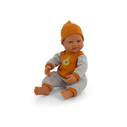 Babaruha - körtés felsővel, narancssárga sapkával, 40 cm-es babához, MINILAND, ML31552