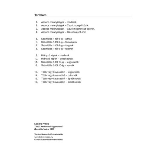 Több? Kevesebb? Ugyanannyi? - LOGICO Primo