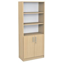 MB0943 24-05 Magas szekrény, két teli, két üvegajtós kivitelben, juhar színben, 76*40*185 cm