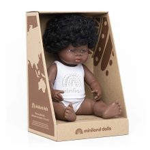 Baba: afrikai lány, fehérneműben, 38 cm (Miniland) ML31154