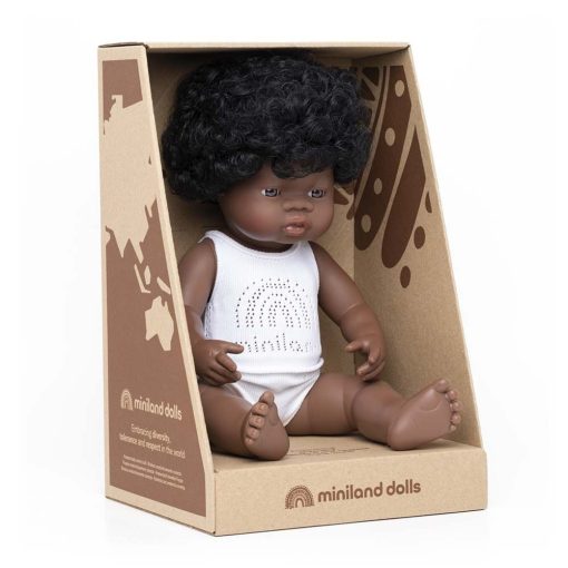 Baba: afrikai lány, fehérneműben, 38 cm (Miniland) ML31154