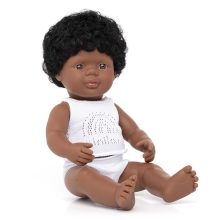 Baba: afroamerikai fiú fehérneműben, 38 cm (Miniland) ML31159