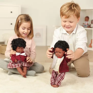   Baba: afroamerikai fiú fehérneműben, 38 cm (Miniland) ML31159