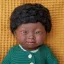 Baba: afrikai fiú, Down-szindrómás, fehérneműben, 38 cm (Miniland) ML31175