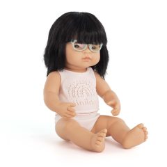   Baba, ázsiai lány szemüveggel, fehérneműben, 38 cm, Miniland ML31113