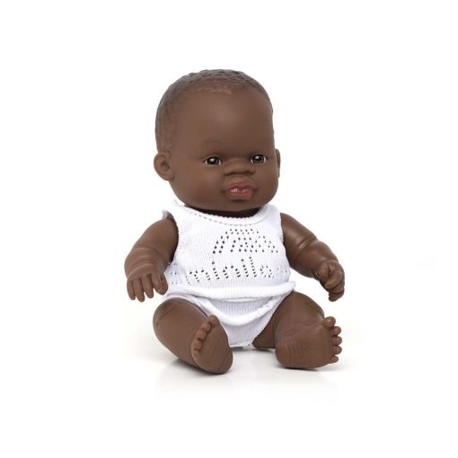 Baba, afrikai lány, fehérneműben, 21 cm, Miniland ML31124