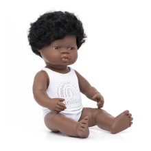 Baba: afrikai fiú, fehérneműben, 38 cm (Miniland) ML31153