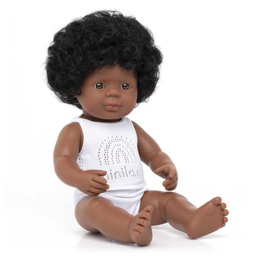 Baba, afrikai lány, fehérneműben, 38 cm, Miniland ML31160