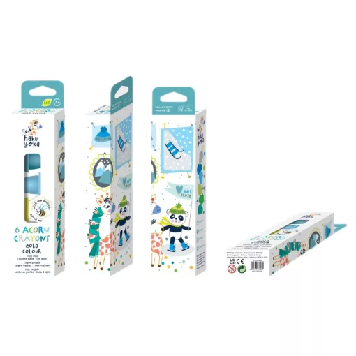 Makkok méhviasz kréta készlet 6 db-os, Hideg színek Hakuyoka