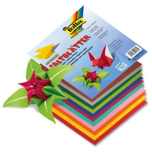 Origami papír 13x13 cm, 96 lap/csomag - egyik oldala fehér, másik színes
