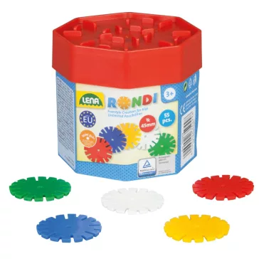   RONDI  - színes korongos 45 mm-es építőjáték, 55 darabos Lena