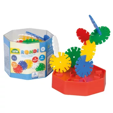   RONDI  - színes korongos 45 mm-es építőjáték, 55 darabos Lena