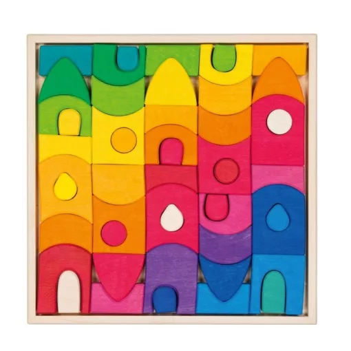 Építőpuzzle: város, színes, 36 darabos (Goki) GK58360 