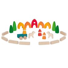 „Az én kis falum” építőjáték: 15 darabos, színes (Goki) GK58365 