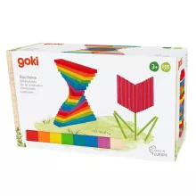 Építőhasábok: színes, 200 darabos, fa dobozban (Goki) GK58470 