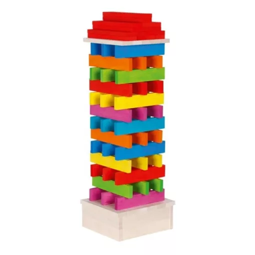 Építőhasábok: színes, 200 darabos, fa dobozban (Goki) GK58470 