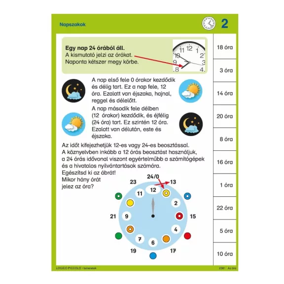 Ismeretek: Az óra - LOGICO Piccolo Ismeretek: Az óra - LOGICO Piccolo