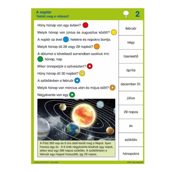 Ismeretek: Egy esztendő - LOGICO Piccolo Ismeretek: Egy esztendő - LOGICO Piccolo