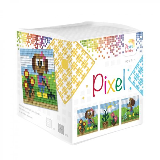 Pixel Kocka szett - Kertész kutyus (3 kis alaplap 18 szín)