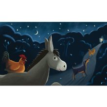 Diafilm A BRÉMAI MUZSIKUSOK (Horváth Ildi rajzaival)