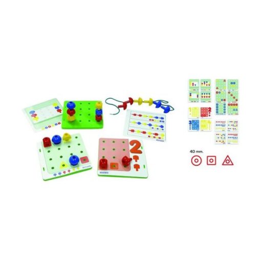 Tűzős-fűzős feladatok óriás gombákkal: 144 db-os (MINILAND) ML31785