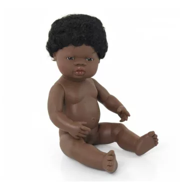   Baba: afrikai fiú, hajas, 38 cm-es, vízálló (MINILAND) ML31053