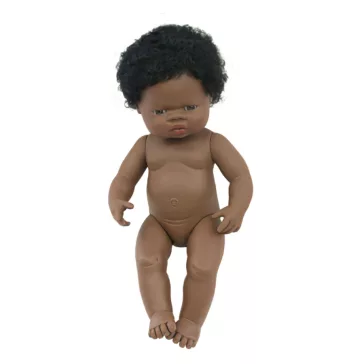   Baba: afrikai lány, hajas, 38 cm-es, vízálló (MINILAND) ML31054