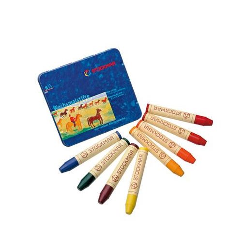 Méhviaszceruza, Waldorf válogatás 8 db, fémdobozban, Stockmar   wawa