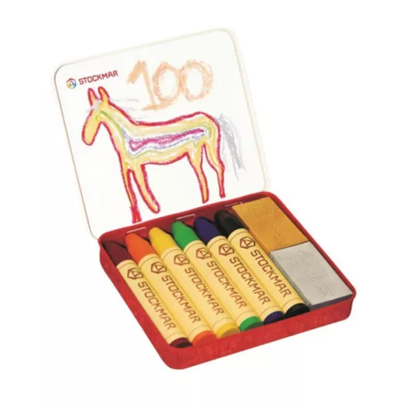 Stockmar 100 szivárvány válogatás 6+2 színű méhviasz ceruza, kréta