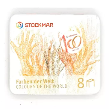   Stockmar 100. méhviaszkréta (tégla): A Világ Színei válogatás, 8 színű, fémdobozban wawa