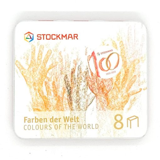 Stockmar 100. méhviaszkréta (tégla): A Világ Színei válogatás, 8 színű, fémdobozban wawa