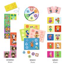 Társasjáték: Kis barátok bingo, memória, dominó (Little friends) Djeco