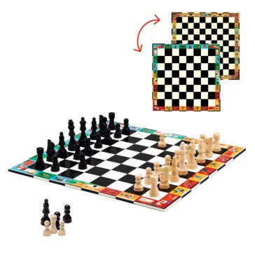   Társasjáték klasszikus: Sakk, Kínai sakk és Dáma (Chess+Checkers) Djeco