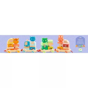   Húzható- és építőjáték: Kisvonat, 34 db-os (Créaroule, my little train) Djeco