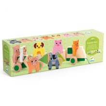 Húzható- és építőjáték: Tanyasi vonat, 4 vagon + 7 állat (Trainimo Farm) Djeco