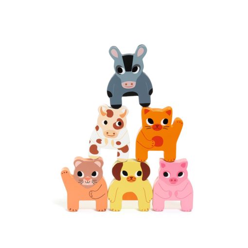 Húzható- és építőjáték: Tanyasi vonat, 4 vagon + 7 állat (Trainimo Farm) Djeco