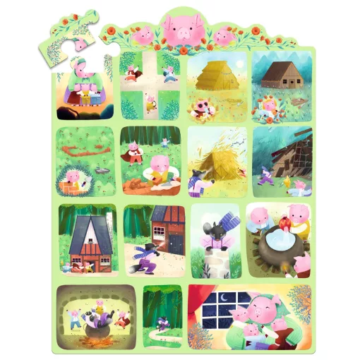 Mese puzzle: A három kismalac, 35 db-os (The Three Little Pigs) Djeco