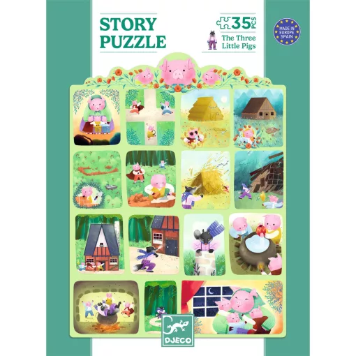 Mese puzzle: A három kismalac, 35 db-os (The Three Little Pigs) Djeco