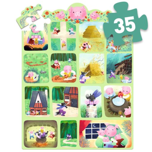 Mese puzzle: A három kismalac, 35 db-os (The Three Little Pigs) Djeco