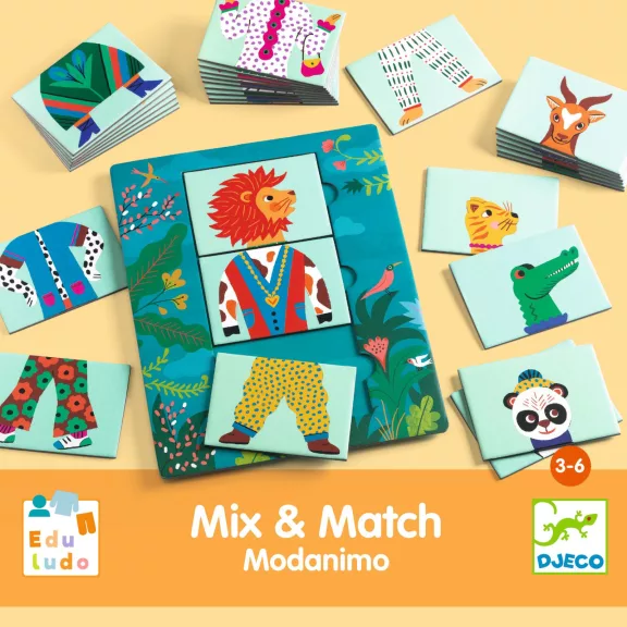 Fejlesztő játék: Állatdivat, 54 db-os (Eduludo Mix and Match Modanimo) Djeco