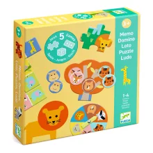 Társasjáték - 5 az 1-ben, Vadállatok - Wild animals, 5 GAMES